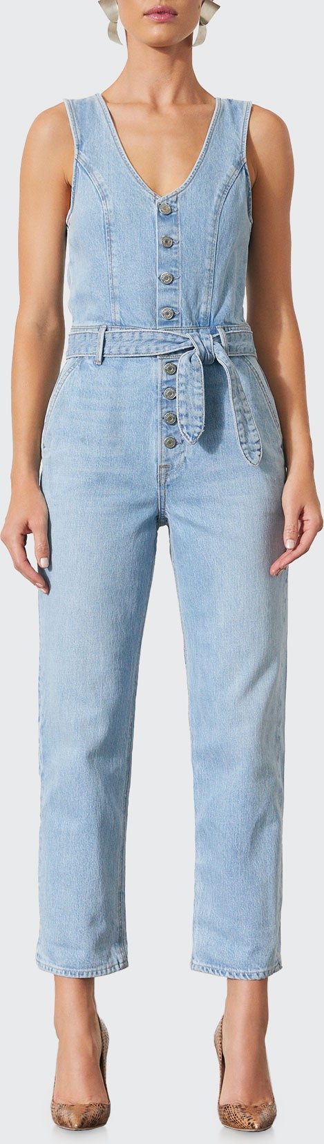 Grlfrnd Amaya Denim Belted Jumpsuit