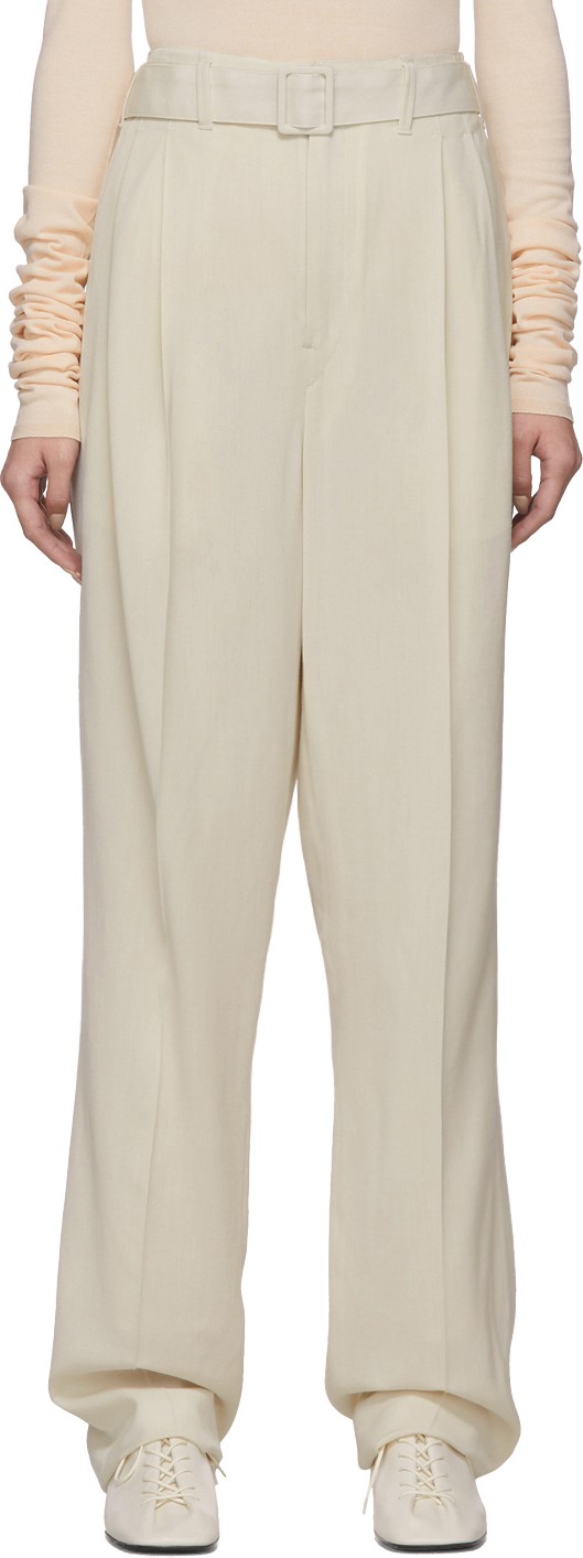 Lemaire Off-White Wool Pleated Trousers