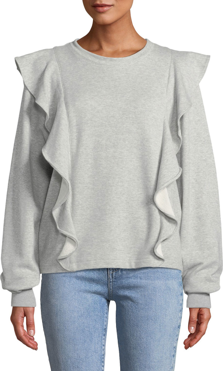 A.L.C. Keller Ruffle Crewneck Pullover Sweatshirt