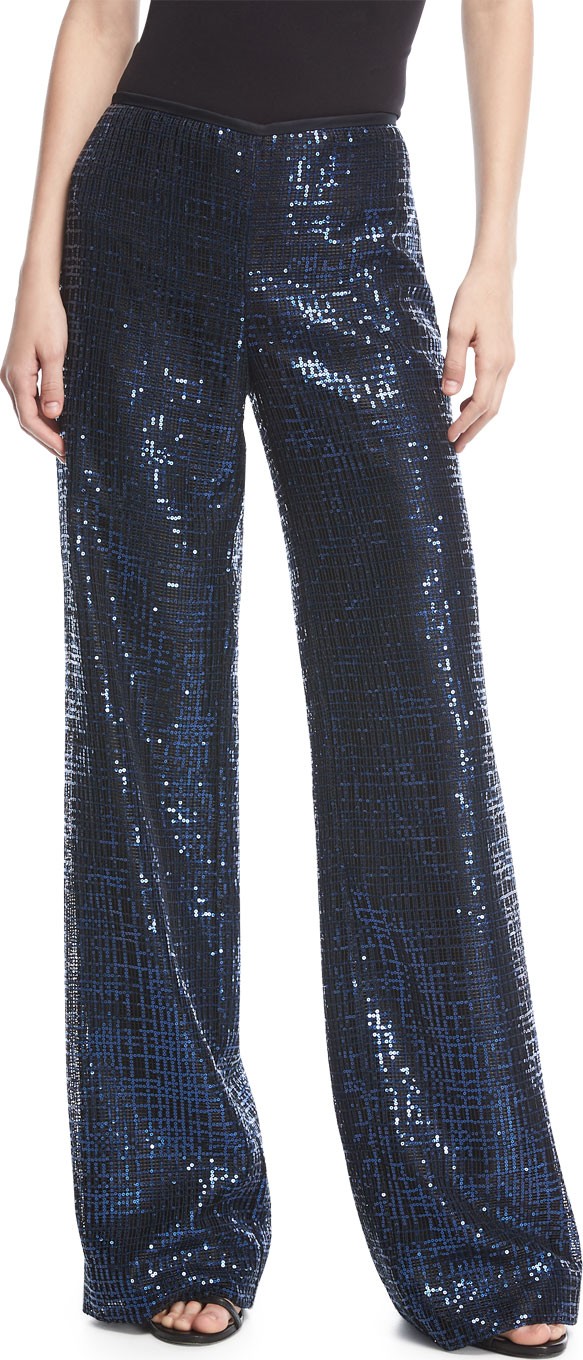 Emporio Armani Wide-Leg Metallic Tweed Pants