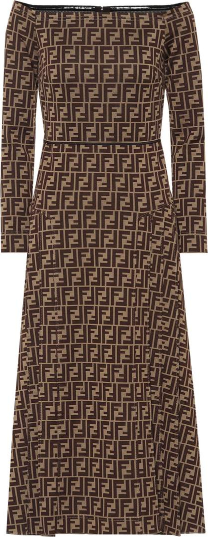 Fendi Off-the-shoulder mohair-blend dress