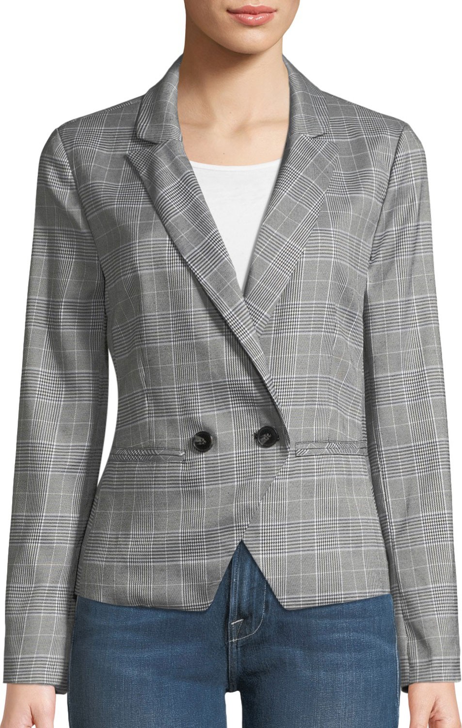 cupcakes and cashmere Belmont Plaid Double-Breasted Blazer