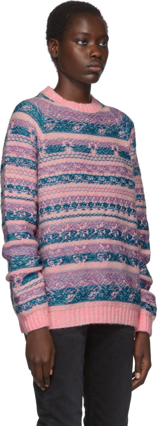 Acne Studios Pink & Blue Jacquard Karlos Sweater