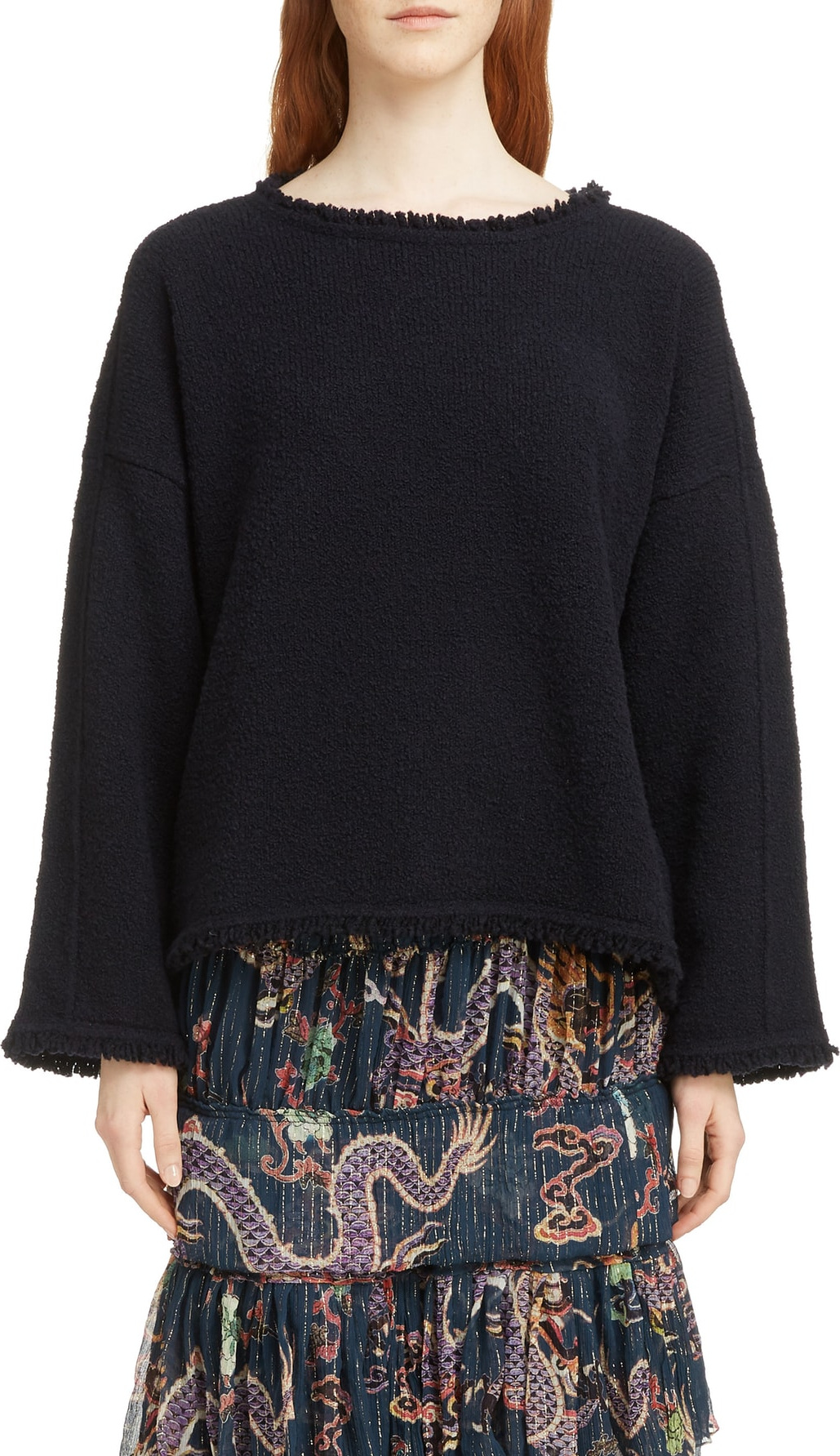 Isabel Marant Farley Fray Edge Wool & Cashmere Blend Sweater
