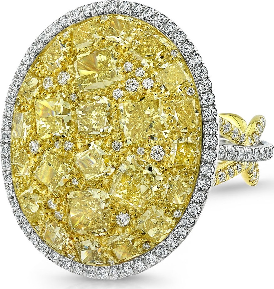 Rahaminov Platinum & 18k Fancy Yellow Diamond & White Diamond Mosaic Ring