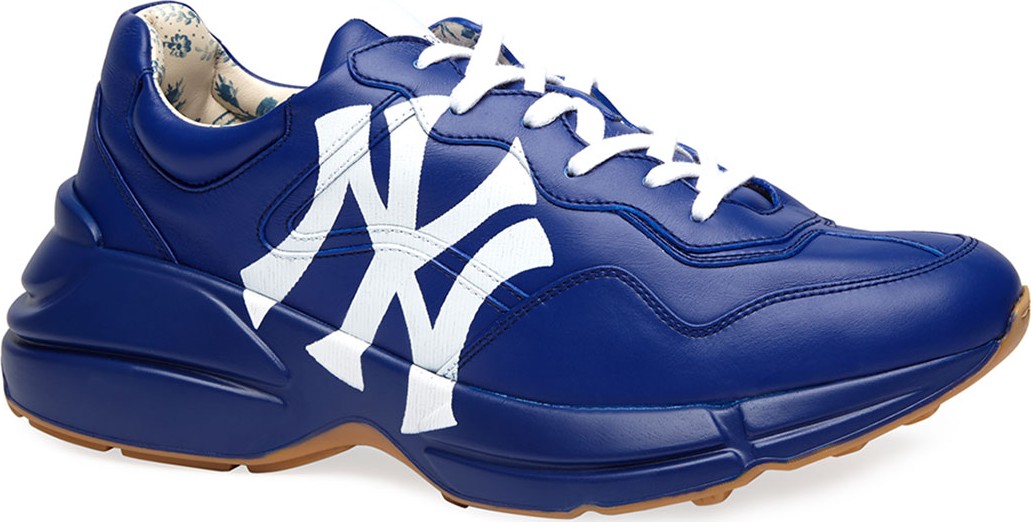 Gucci Men's Rhyton NY Yankees Leather Sneakers