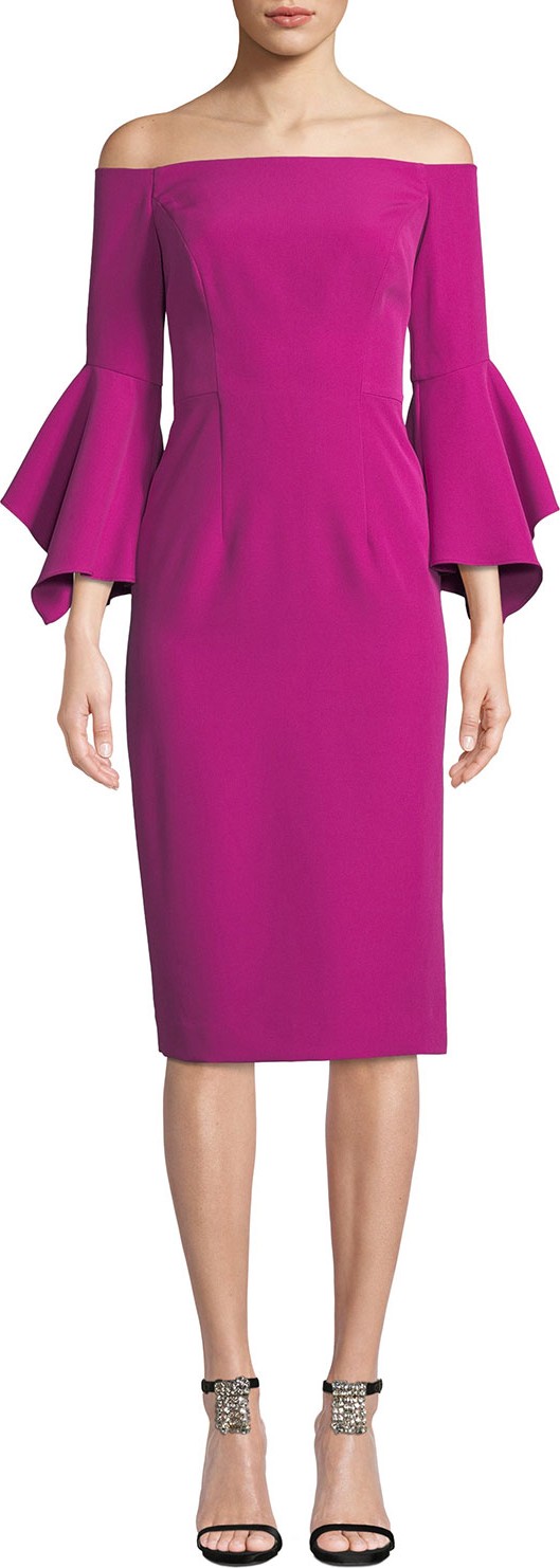 MILLY Kendall Italian Cady Off-the-Shoulder Dress