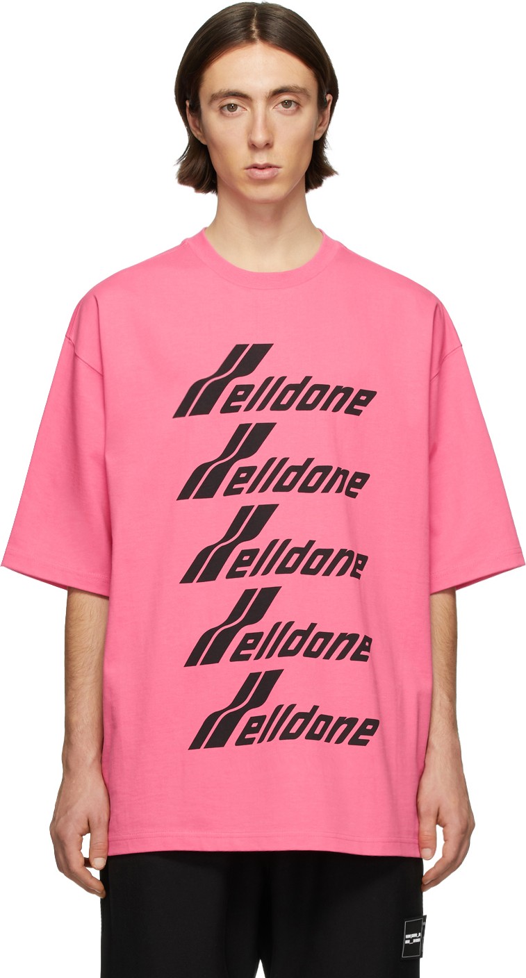 We11done Pink & Black Logo T-Shirt