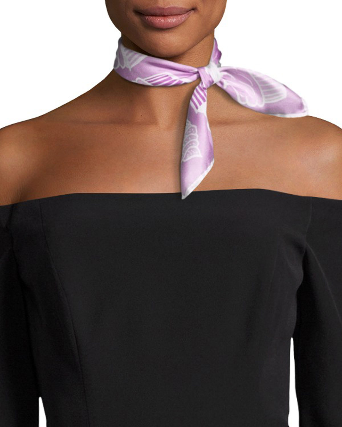 Anna Coroneo Mini Square Silk Twill Cupcake Scarf, Lilac