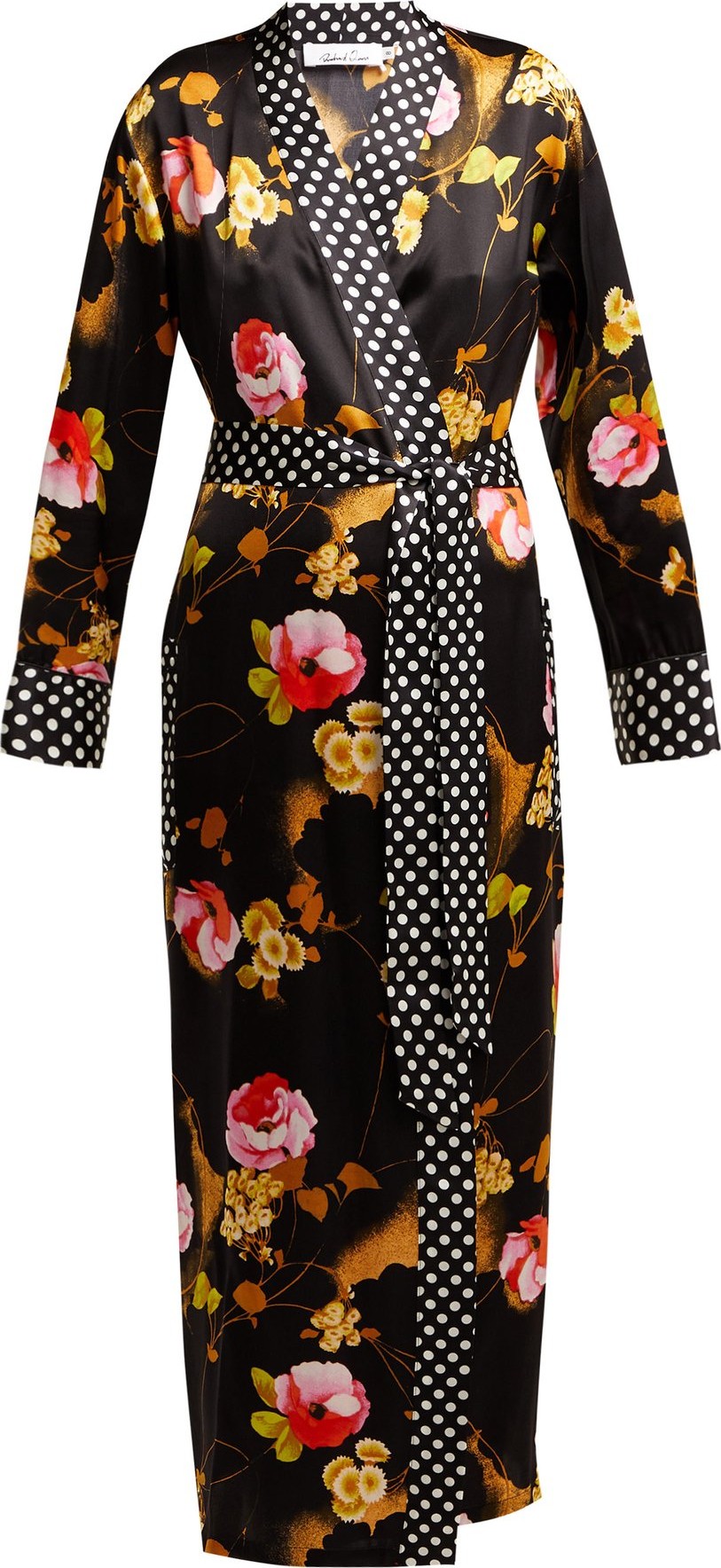 Richard Quinn Cloud Rose-print silk-satin robe