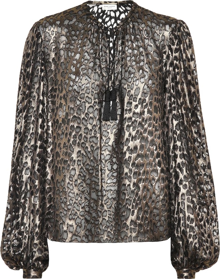 Saint Laurent Leopard-print silk-blend blouse