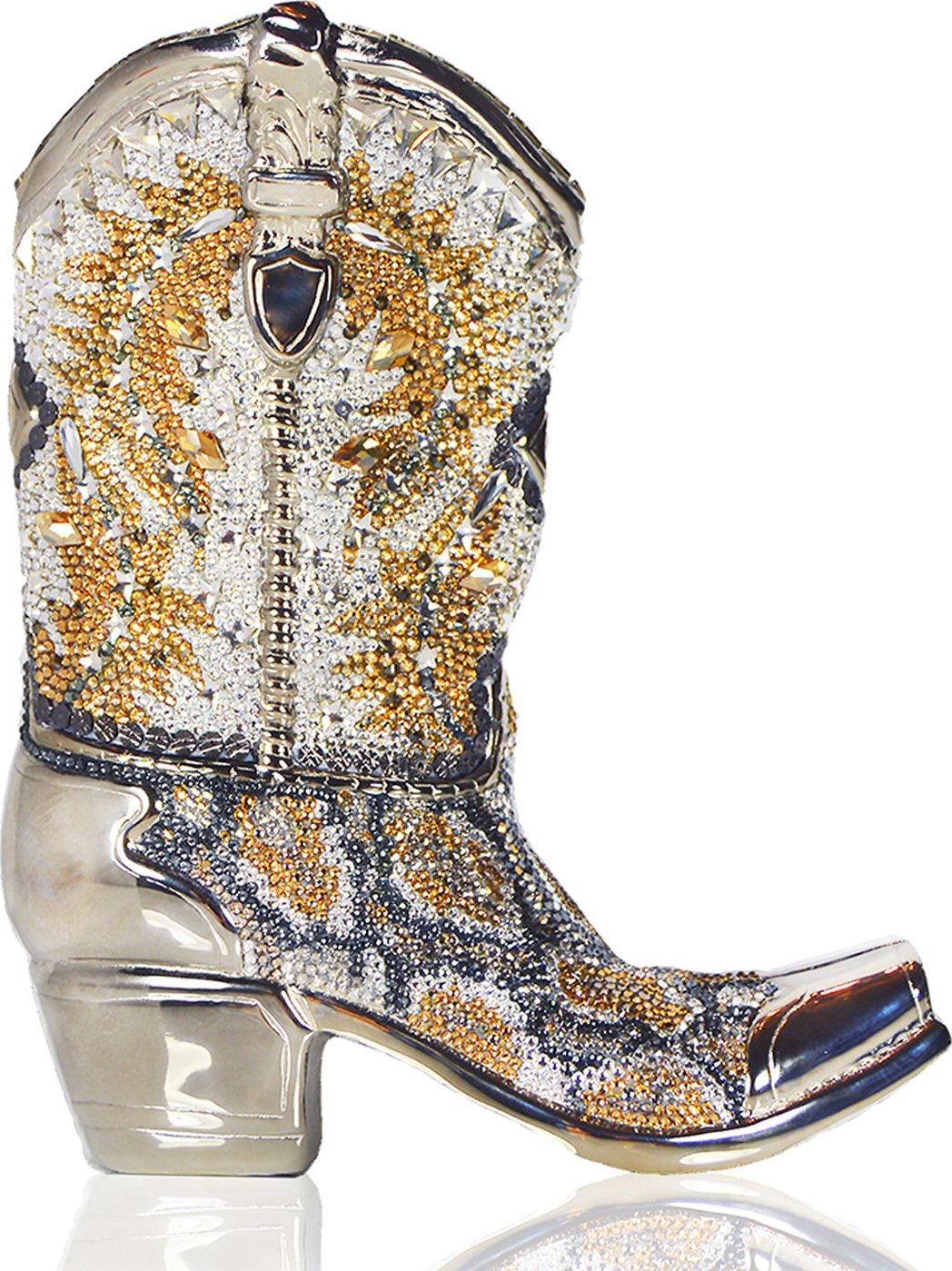 Judith Leiber Cassidy Crystal Cowboy Boot Evening Clutch Bag, Silver/Multi