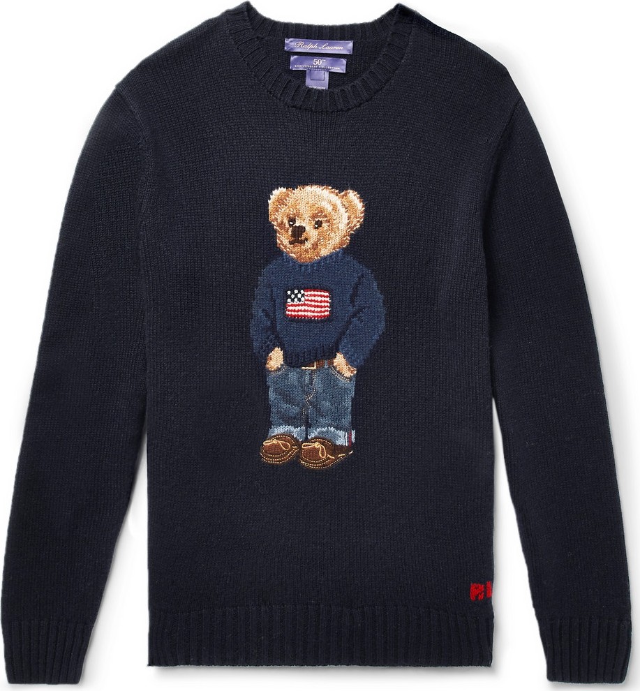 Ralph Lauren Purple Label Bear-Intarsia Cashmere Sweater