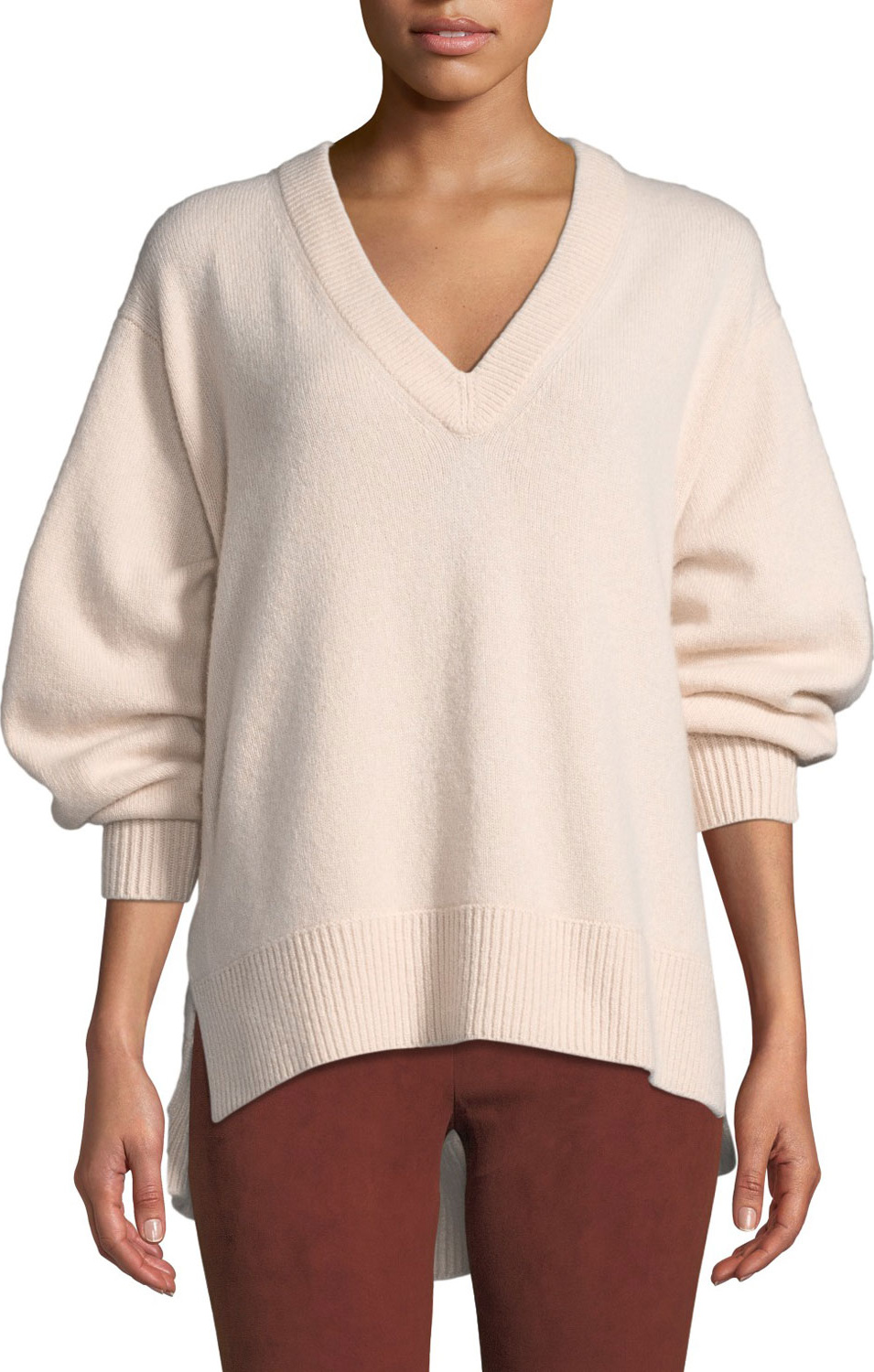 Vince V-Neck Cashmere Tunic Sweater