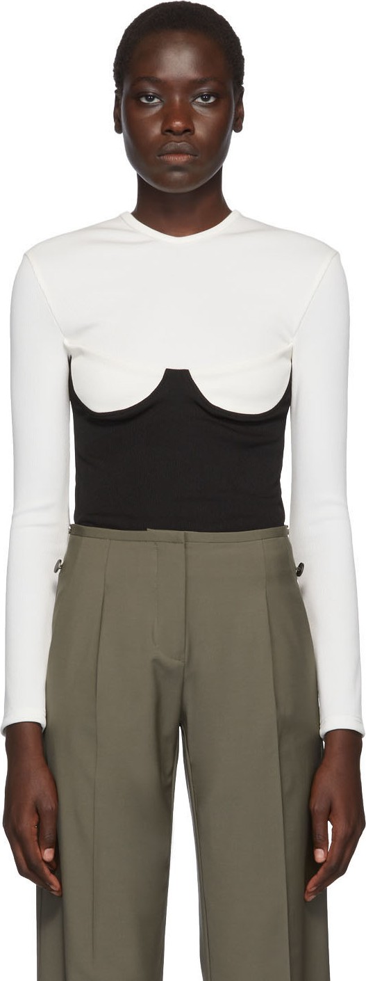 Christopher Esber White & Black Inbuilt Bra T-Shirt