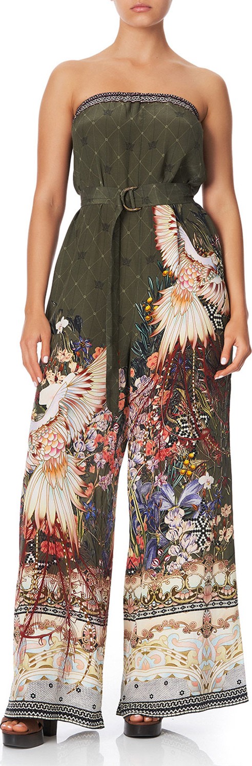 Camilla Strapless Wide-Leg Jumpsuit with D-Ring Belt