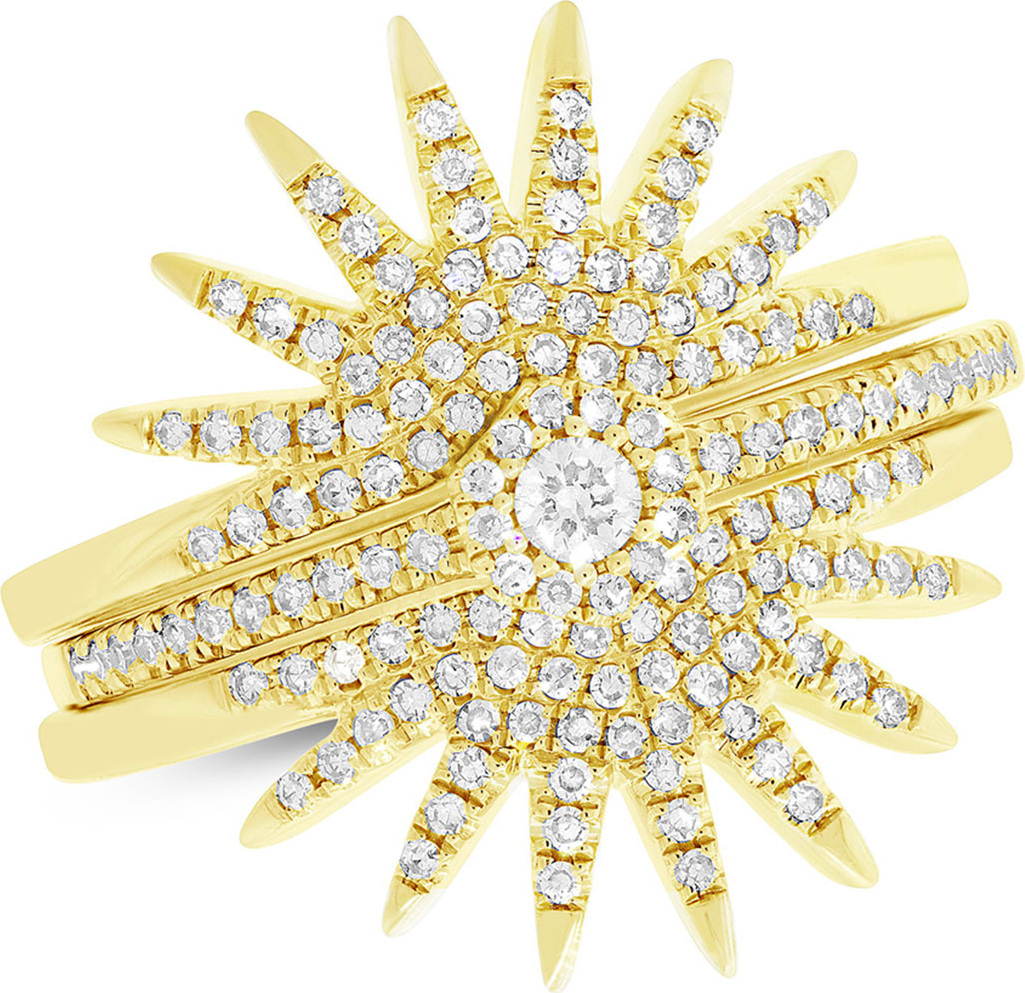 Ron Hami 14k Diamond Pavé Starburst Rings, Set of Three (Size 7)