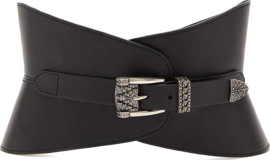 Etro Crystal-buckle leather waist belt