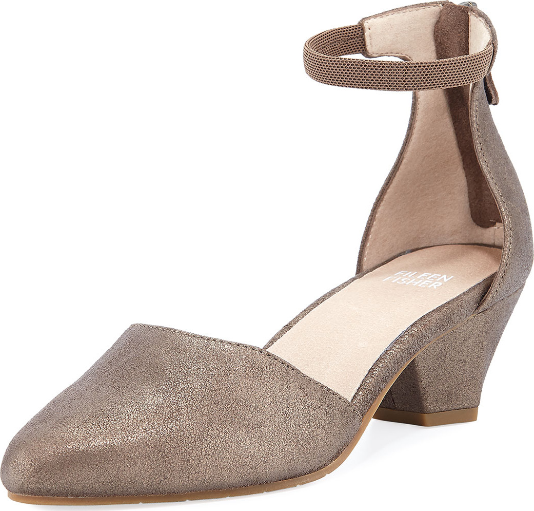 Eileen Fisher Just Metallic Leather Low-Heel Pumps