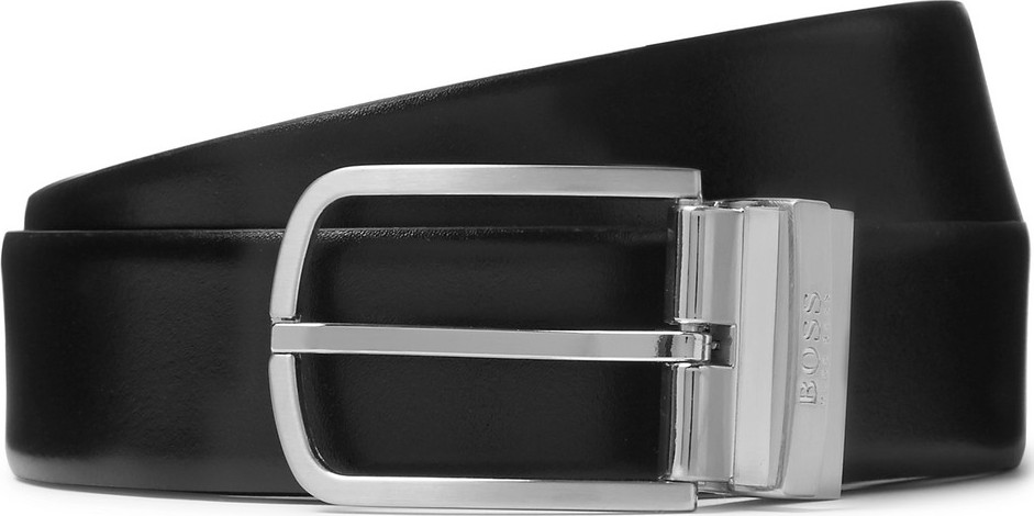 HUGO BOSS 4cm Black and Brown Owen-B Reversible Leather Belt