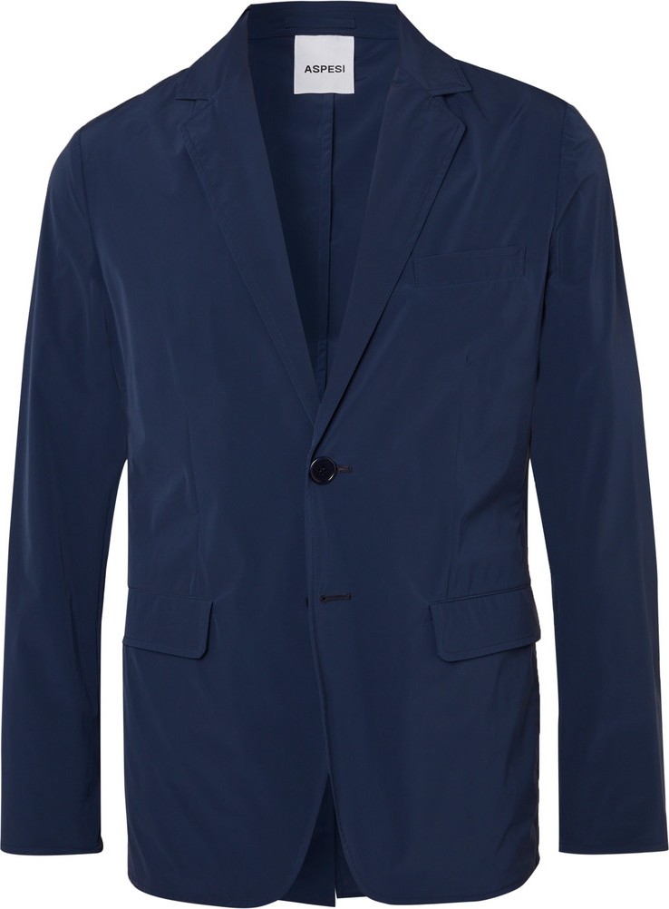 Aspesi Navy Unstructured Slim-Fit Stretch-Shell Blazer