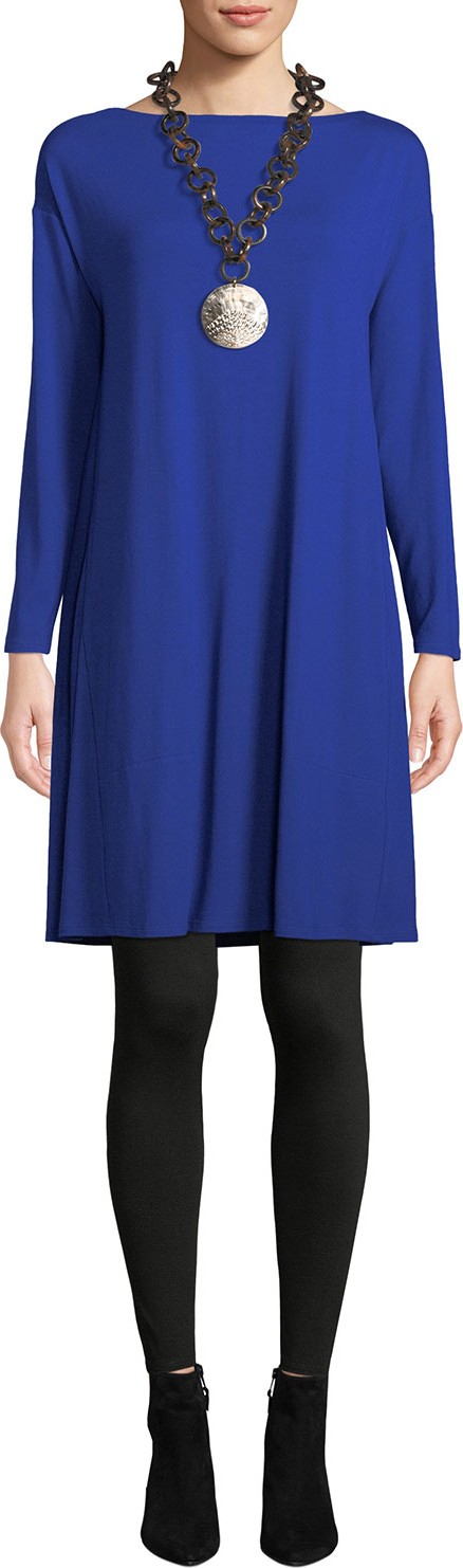 Eileen Fisher Twisted-Back Viscose Jersey Long-Sleeve Dress