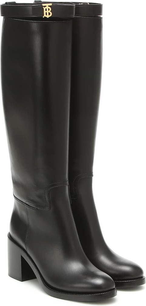 Burberry London England Monogram leather knee-high boots