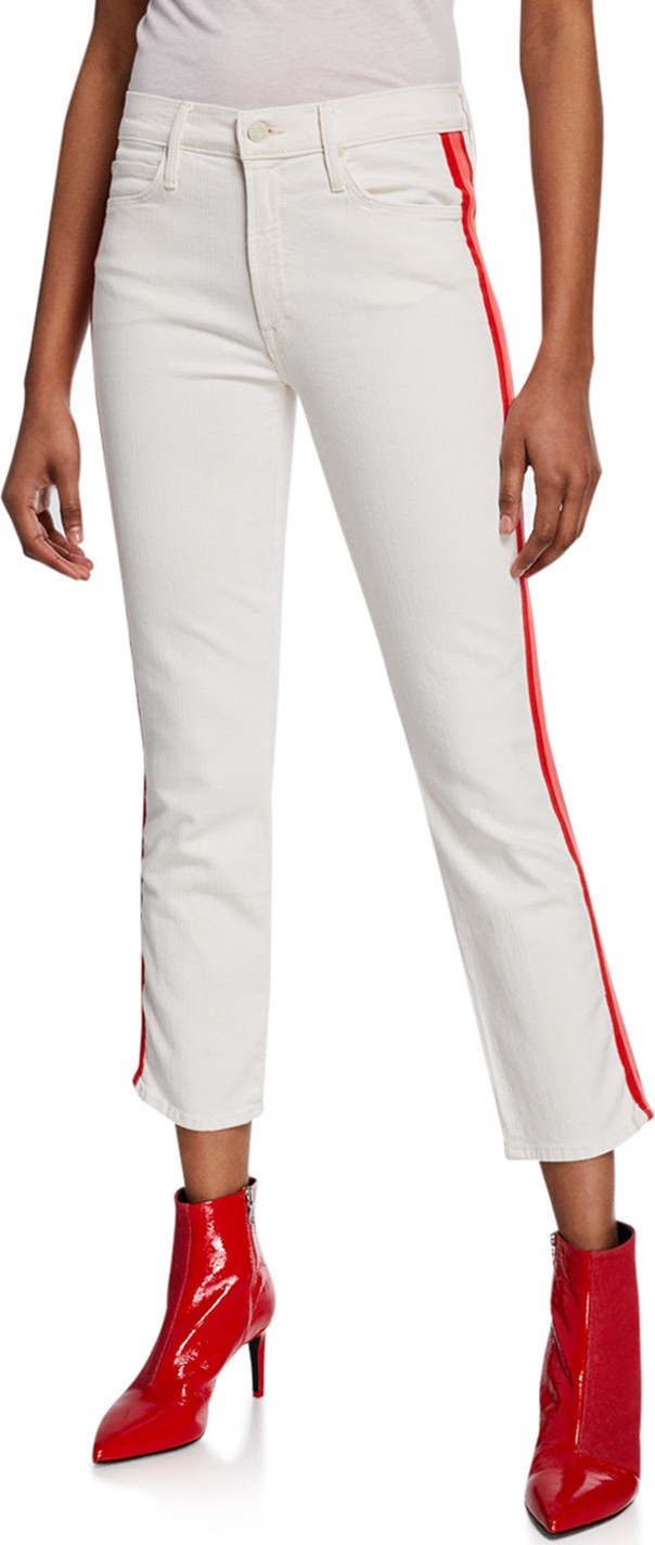 MOTHER The Mid-Rise Dazzler Crop Jeans w/ Side Stripes
