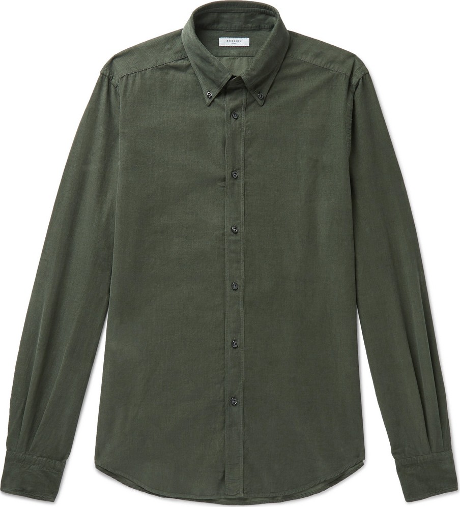 Boglioli Slim-Fit Button-Down Collar Cotton-Corduroy Shirt