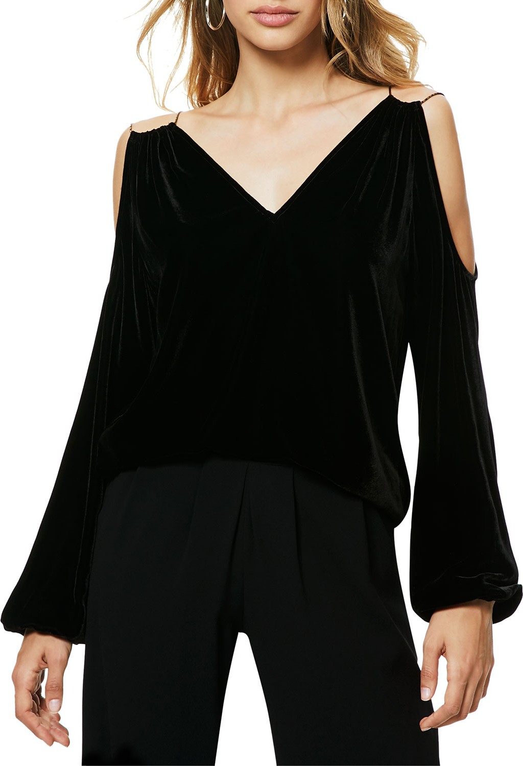 Ramy Brook Gigi Velvet Cold-Shoulder Top
