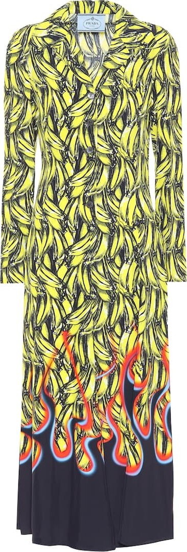 Prada Printed twill midi dress