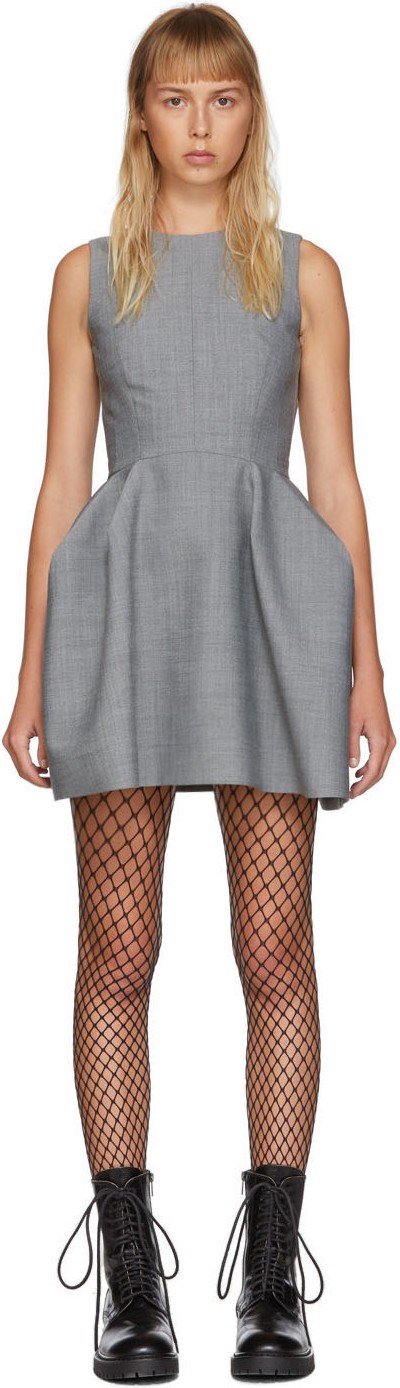 We11done Grey Open Back Short Dress