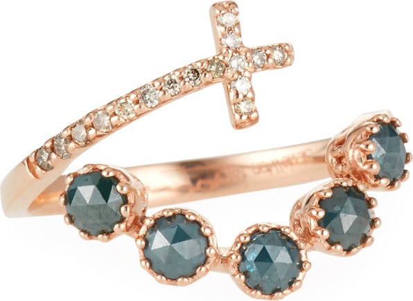 Stevie Wren 14k Rose Gold Diamond Cross Wrap Ring, Size 7