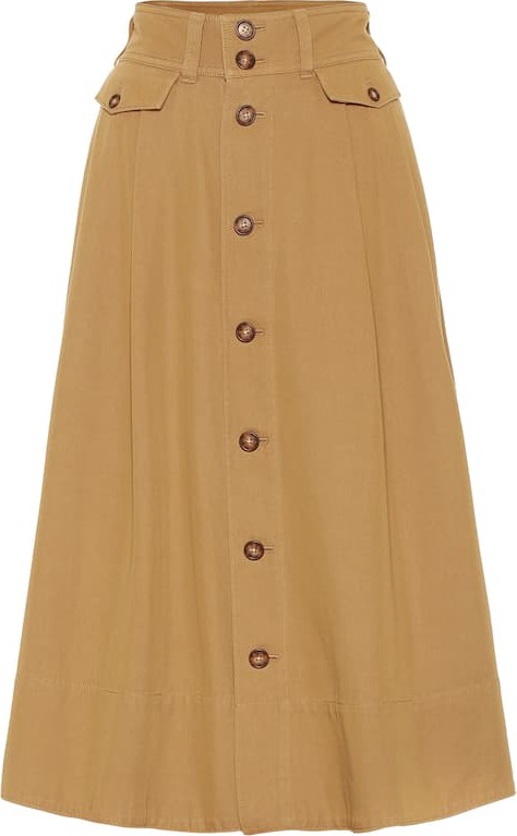 Polo Ralph Lauren Cotton-blend twill midi skirt