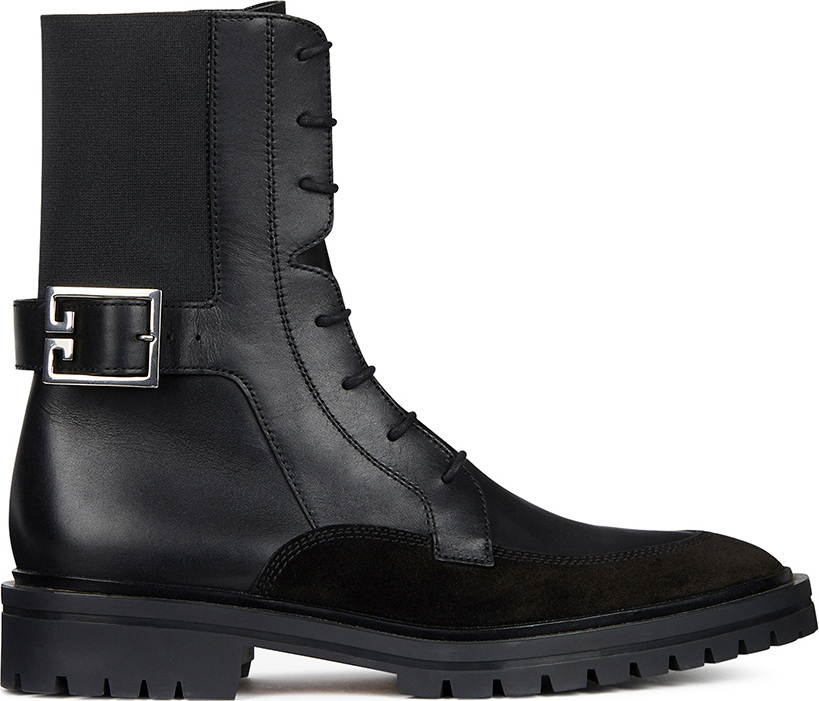 Givenchy Leather & Suede Aviator Lace Up Ankle Boots