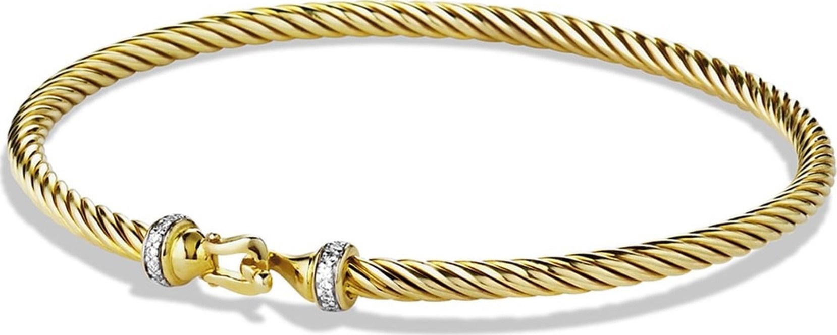 David Yurman Cable Collectibles Buckle Bracelet with Diamonds in 18K Gold, 3mm