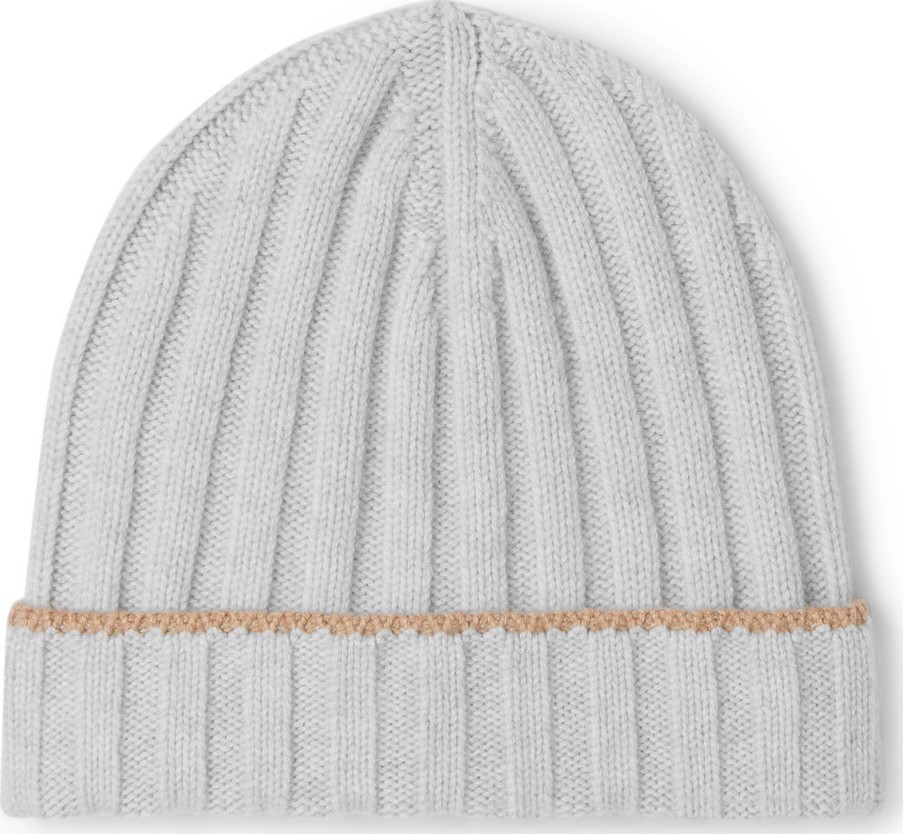 Brunello Cucinelli Contrast-Tipped Ribbed Cashmere Beanie
