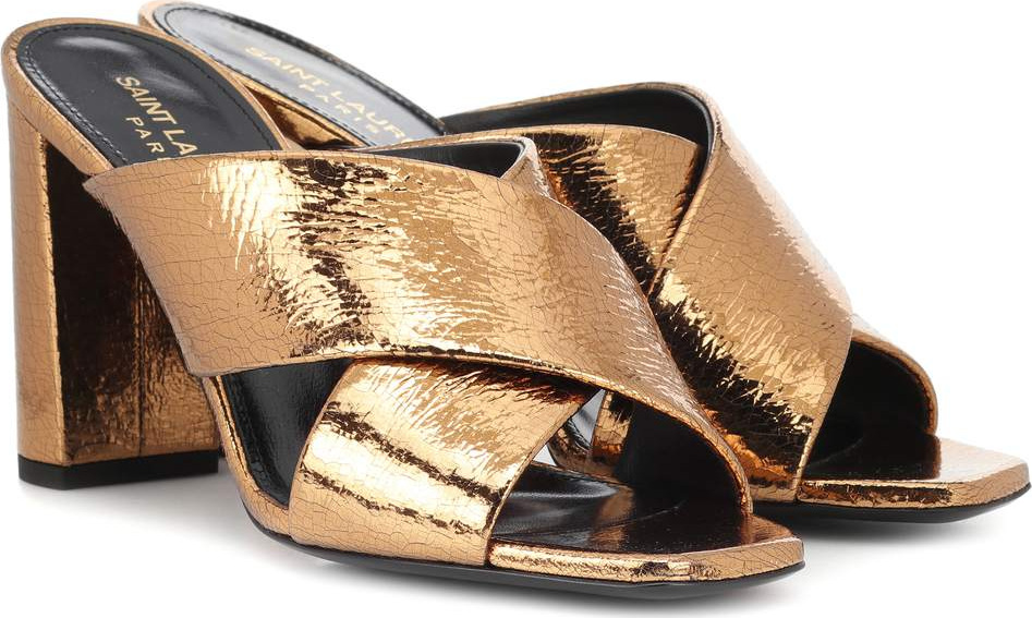 Saint Laurent Loulou 95 metallic leather sandals