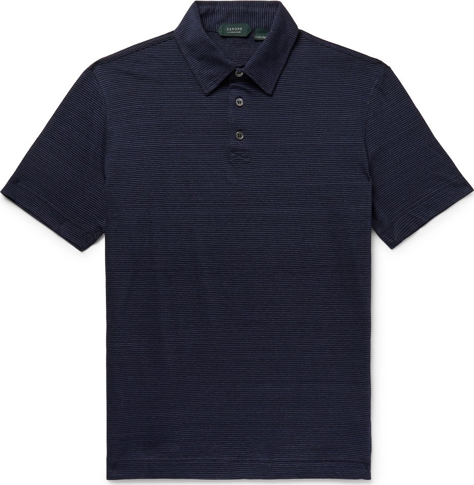 Incotex Slim-Fit Striped Linen and Cotton-Blend Polo Shirt