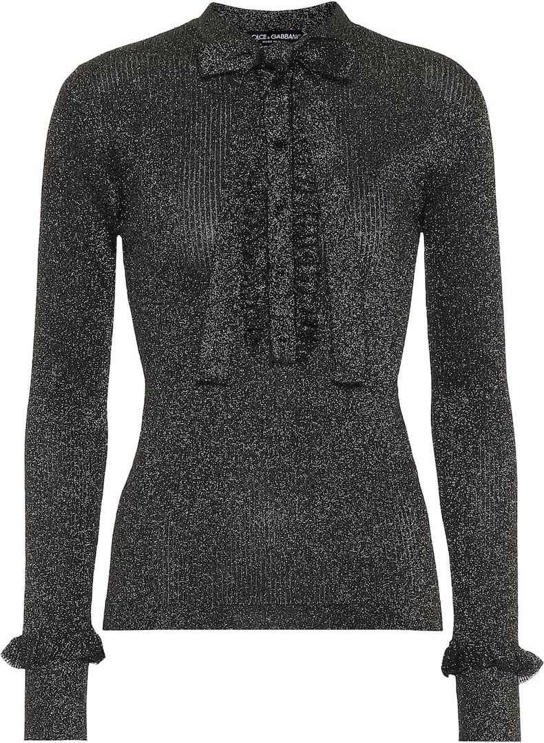 Dolce & Gabbana Ribbed-knit metallic top
