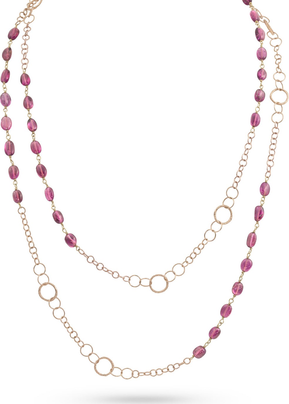 Dominique Cohen 18k Gold Pink Tourmaline Long Necklace, 42"L