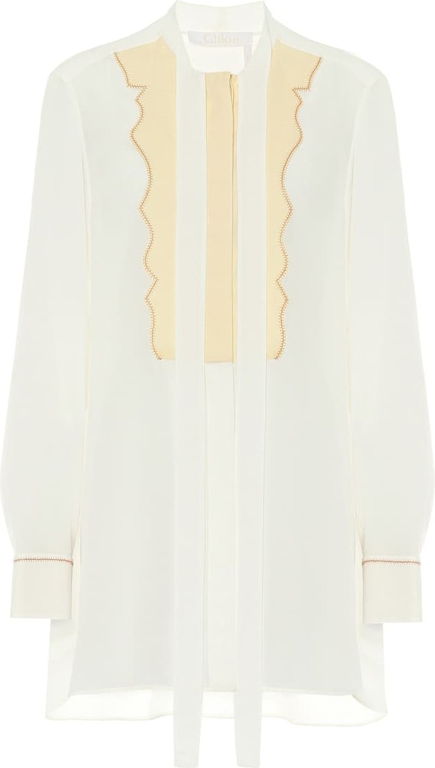 Chloe Tie-neck silk-crêpe blouse