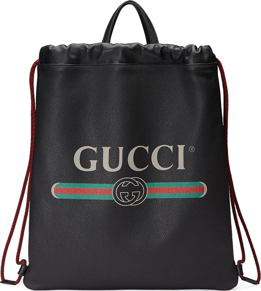Gucci Gucci-Print Leather Drawstring Backpack
