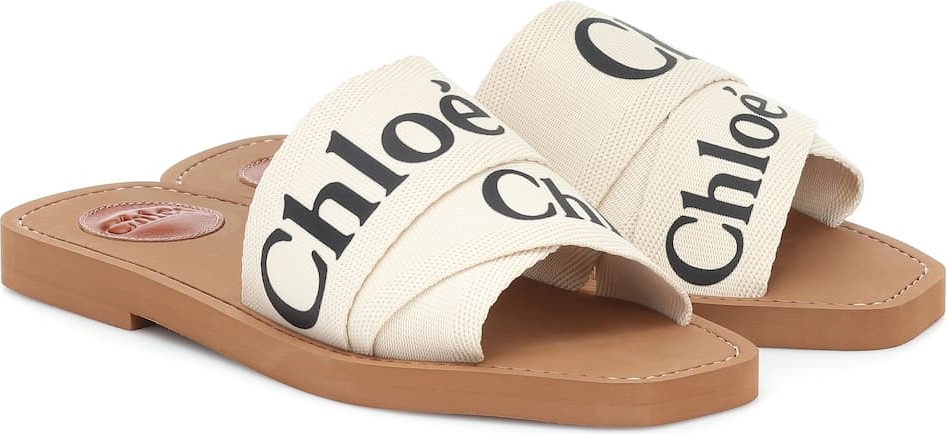 Chloe Woody canvas slides