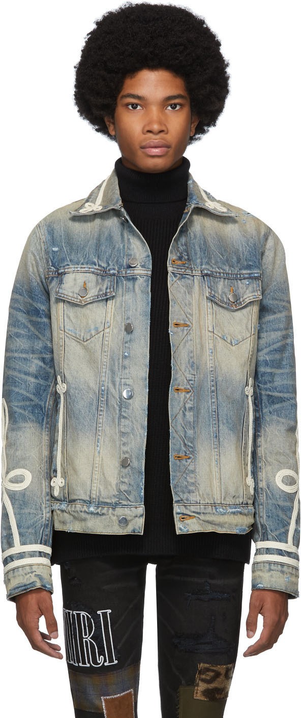 Amiri Indigo Denim Roping Trucker Jacket
