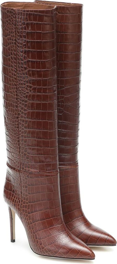 Paris Texas Croc-effect leather knee-high boots
