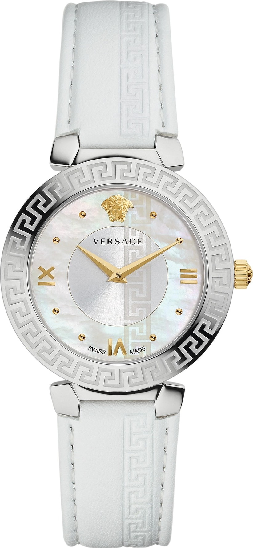 Versace Daphnis Leather Strap Watch, 35mm