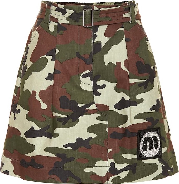 Miu Miu Camouflage stretch-cotton skirt
