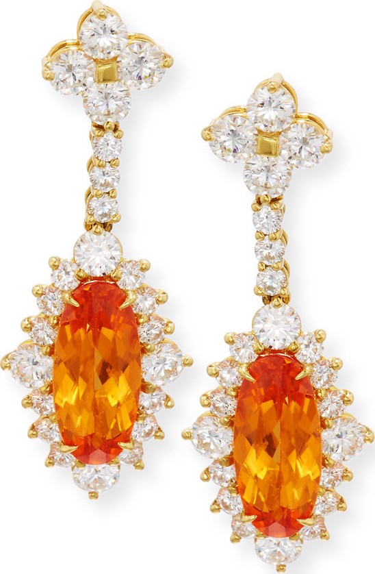 Robert Erich 18K Yellow Gold Mandarin Garnet & Diamond Drop Earrings