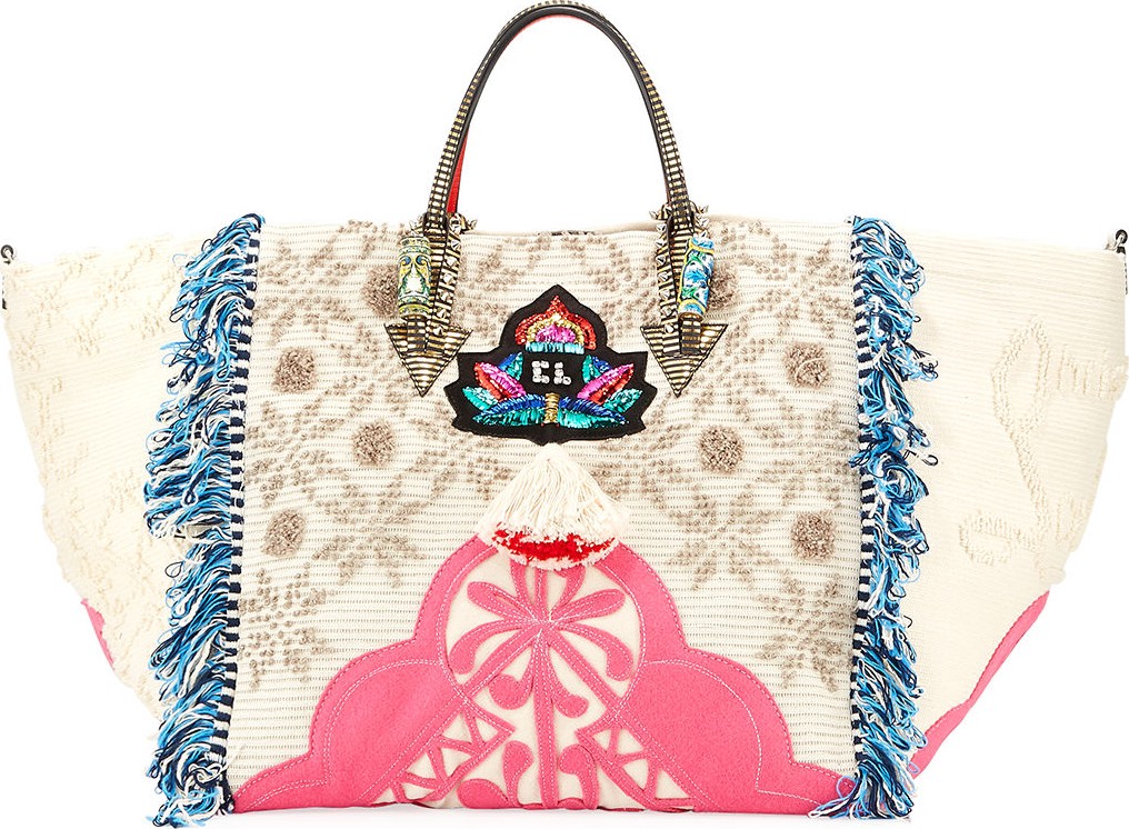 Christian Louboutin Portugaba Fabric Paris Tote Bag